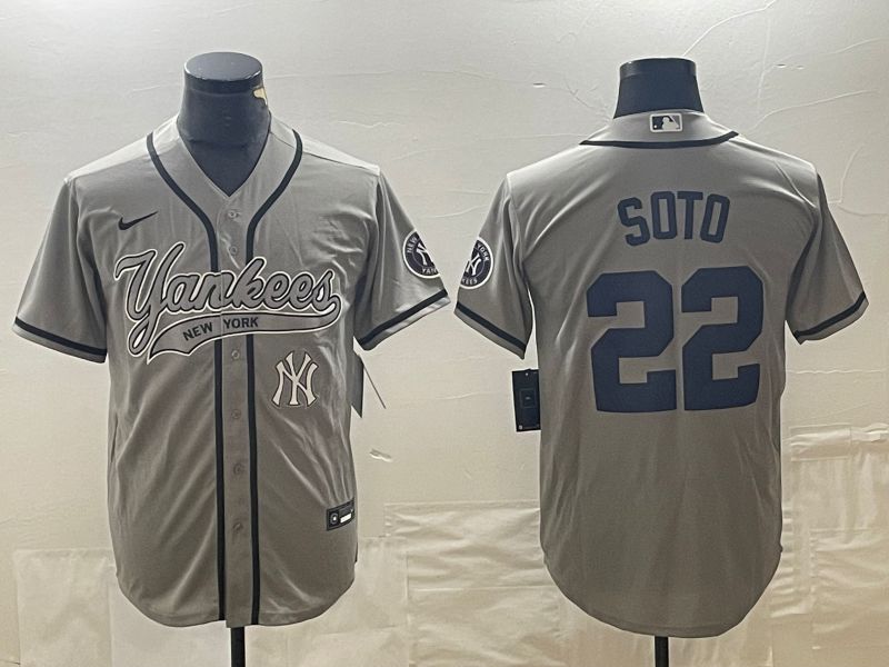 Men New York Yankees #22 Soto Grey Nike Game MLB Jersey style 4